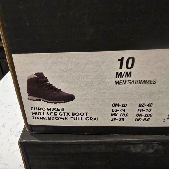 TIMBERLAND Euro Hiker Dark Brown / Black Mid GORE-TEX Waterproof Boot MENS 10 - Picture 12 of 15